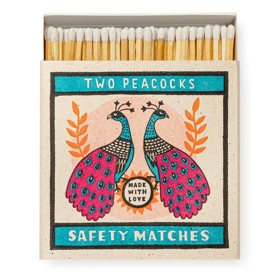 Two Peacocks Luxury Letterpress Match Box