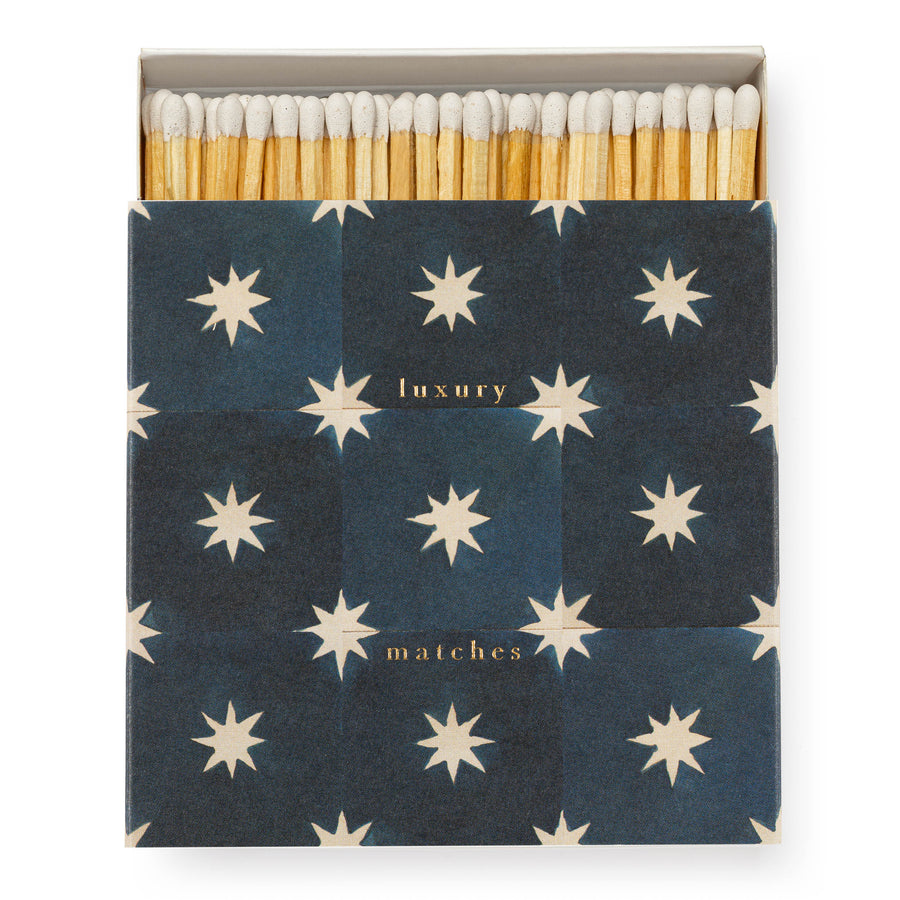 Navy Star Tile Luxury Letterpress Match Box