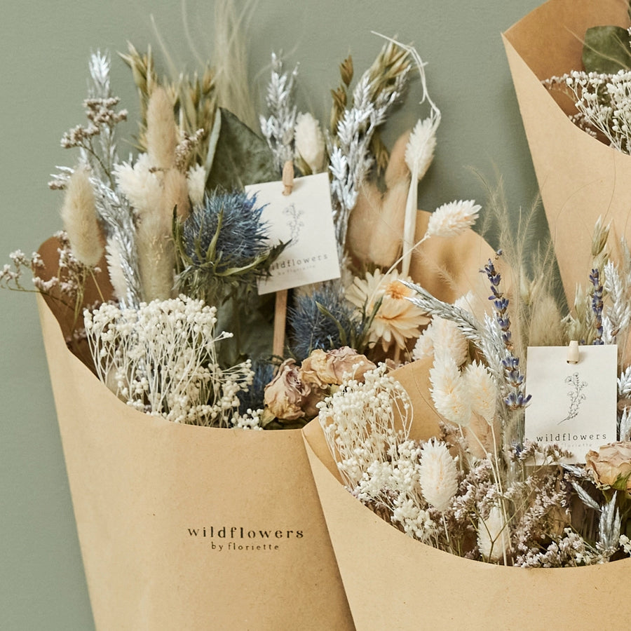 Christmas Frosted White Dried Wildflower Bouquet