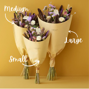 Wonderful purple bouquet of dried flowers . Sustainably grown and dried 