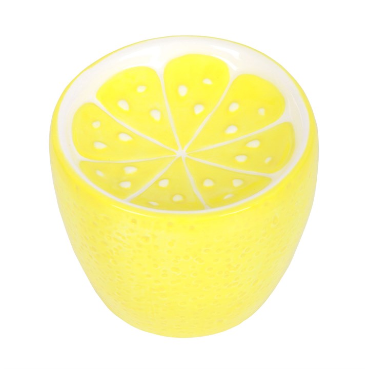 Yellow Lemon Wax Melt Burner. Perfect for burning wax melts and wax melt tarts. Lid off  